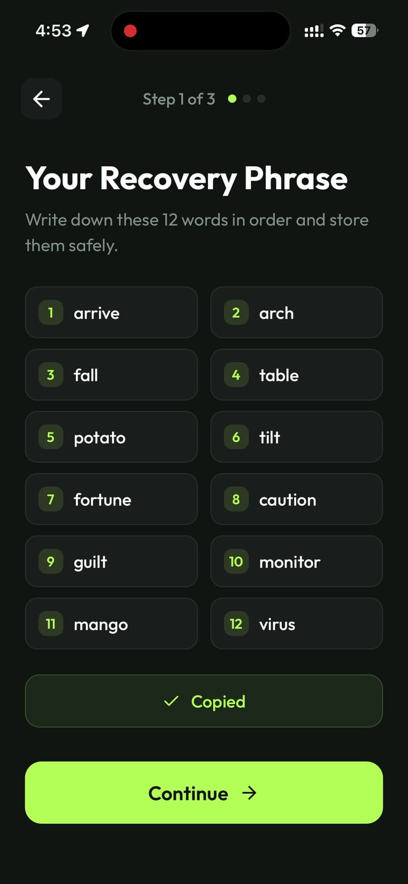 Recovery Phrase Generation